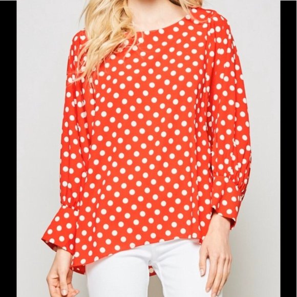 Last one!! Red & white polka dot blouse top sz 2X - Picture 2 of 4